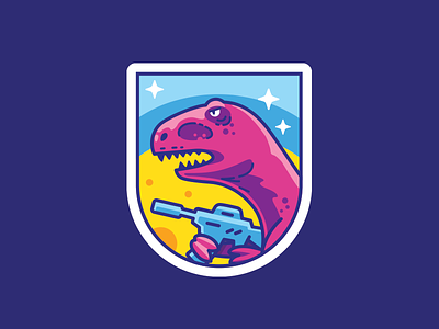 Reptilians attack alien attack badge dino mars patch pink reptilian space trooper