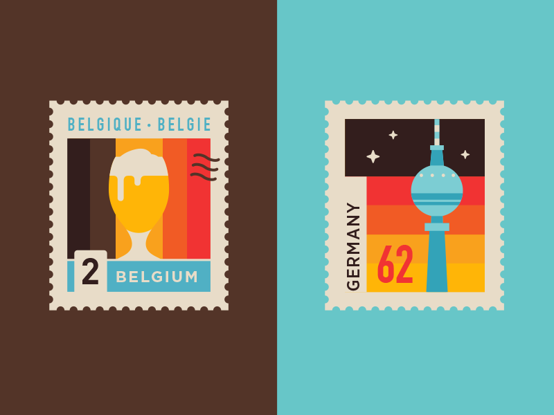 Winter trip brussels berlin beer belgium germany city post mail stamp