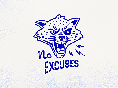 No Excuses Cat animal cat face gym jaguar logo no excuses print t-shirt vintage workout