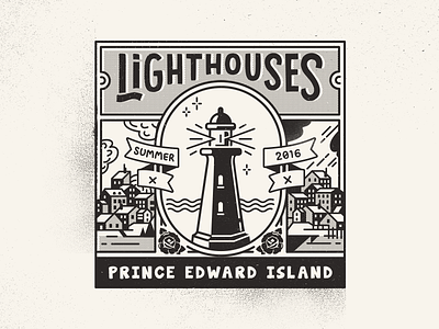 Lighthouses of Prince Edward Island atlantic black and white canada lighthouse pei postcard see summer travel trip vintage