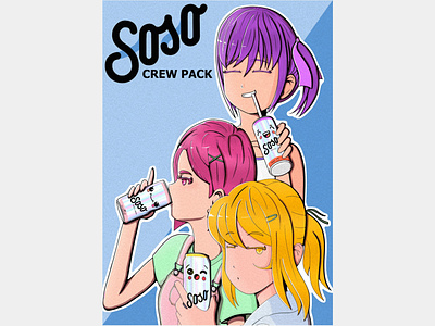 Soso Sake + Soda - Crew Pack graphic design illustration
