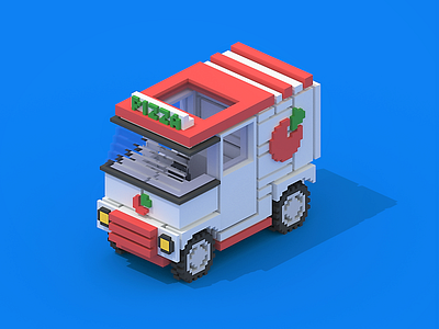 Voxel Pizza Van car voxel