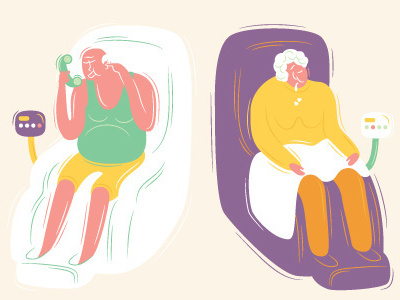Old Habits: Grandparents enjoy their luxury massage chairs chair grandparents massage