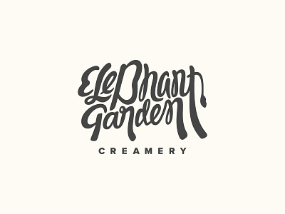 Elephant Garden Creamery Logo animal creamery elephant garden handtype logo typographic