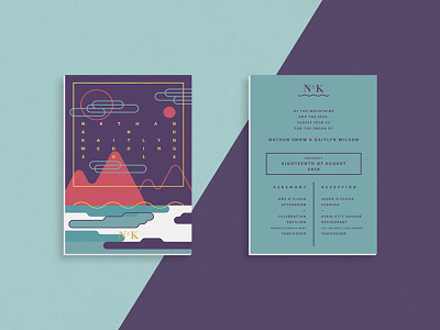 N&K Wedding Invitation illustration invitations mountains seas wedding wedding invitations