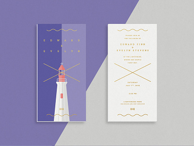 E&E Wedding Invitation illustration invitations lighthouse wedding wedding invitations
