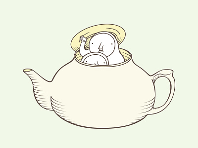 The Hiding-in-the-Wrong-Place Club: Pot of Tea character character design club food food and drink hiding illustration tea teapot vector