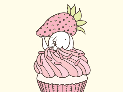 The Hiding-in-the-Wrong-Place Club: A Cupcake cupcake cute dessert food hiding illustration strawberry sweet vector