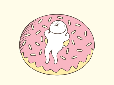 The Hiding-in-the-Wrong-Place Club: A Donut cute dessert donut food hiding illustration pink sprinkles sweet vector