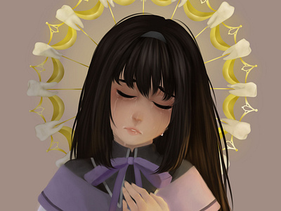 Homura in tears character design digital girl illustration