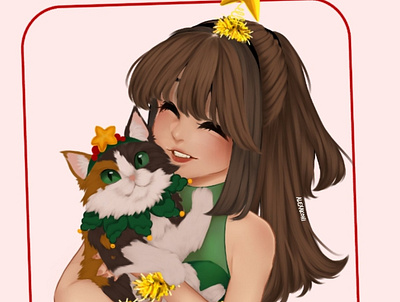 Christmas Portrait character cute design digital girl illustration