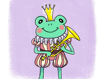 The little frog prince character cute design digital girl illustration