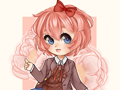 Sayori character cute design digital girl illustration