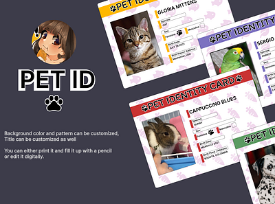 Pet ID Card design digital graphic design