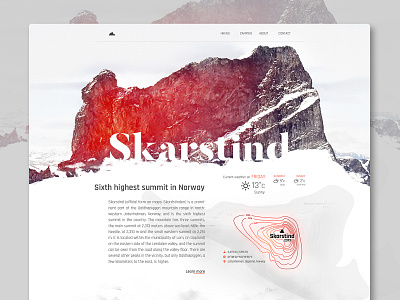 Skarstind Landing Page article digitaldesign hiking landing page mountains norway photomanipulation photoshop typography ui ux web webdesign