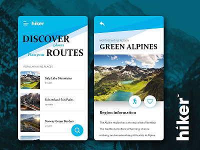 Hiker App [Discover places] adobe xd app concept app design branding concept hiking mountains photoshop ui ui design ux