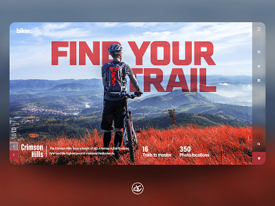 Find Your Trail bike concept hiking landing page mountains photoshop slider typography ui ux web web design