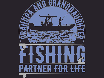 GRANDPA AND GRANDDAUGHTER FISHING design graphic design illustration vector