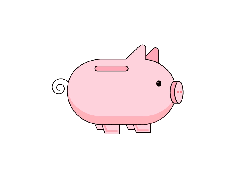 Piggy Bank animation bank cash cute dinero illustration money oink piggy bank pink savings vector