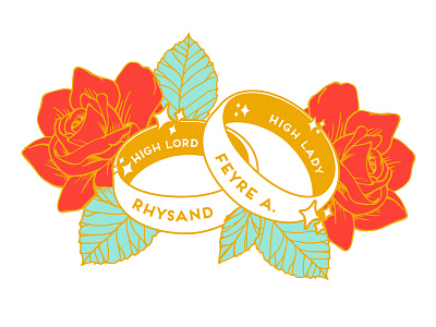 Rhysand + Feyre Wedding Band Illustration I Enamel Pin Design