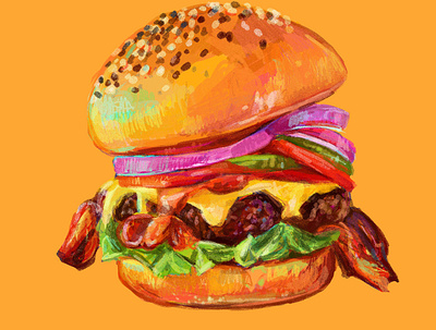 Cheese Burger Study digital painting food illustration illustration photoshop