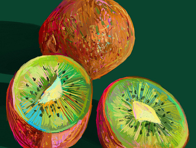 Kiwi digital painting food illustration illustration photoshop