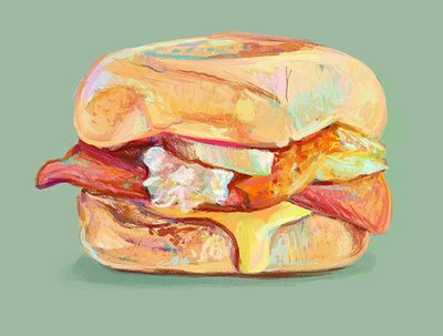 Breakfast Sandwich digital painting food illustration illustration photoshop