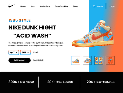 Nike Web Style 3d blue branding graphic design logo motion graphics nike orange ui web