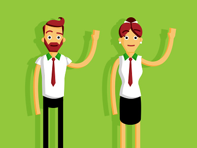 Character styleframes beard character cute green man simple styleframes tie woman work