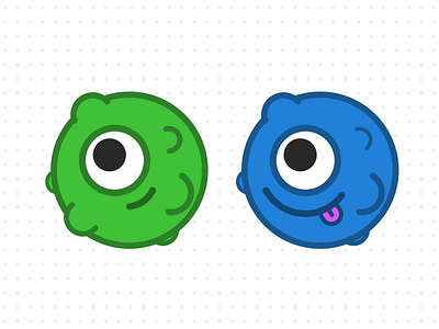 Little squirt! ball blue character eyes fun green round silly simple squidgy squirt