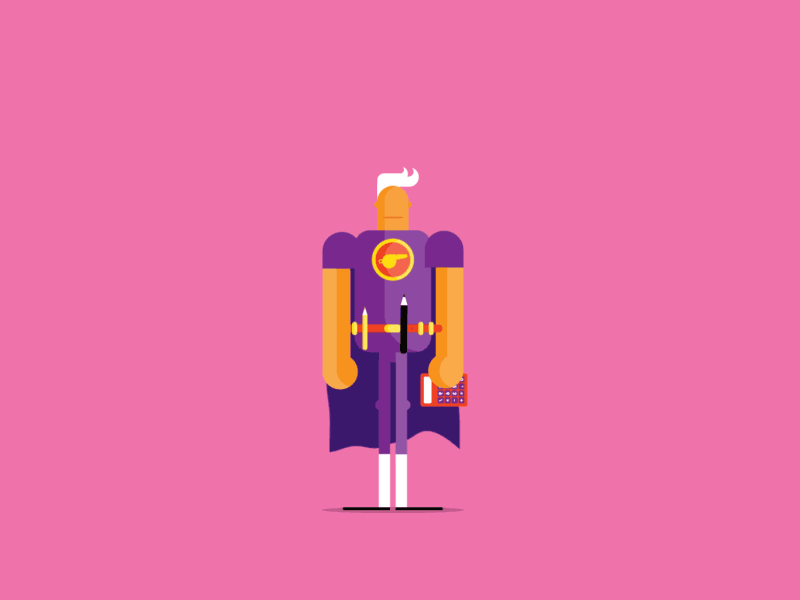 The Commander animated gif illustration pink simple superhero