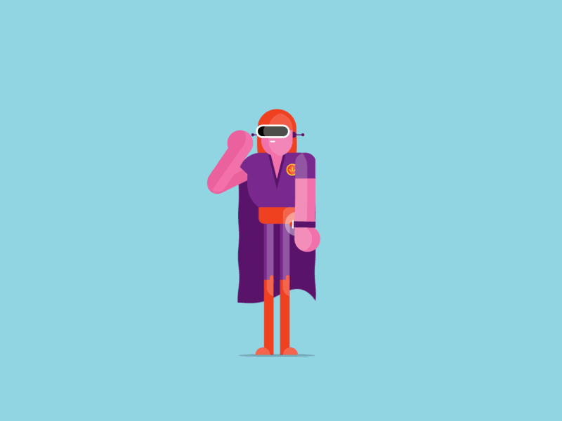 Captain Savvy blue simple illustration gif animated superhero
