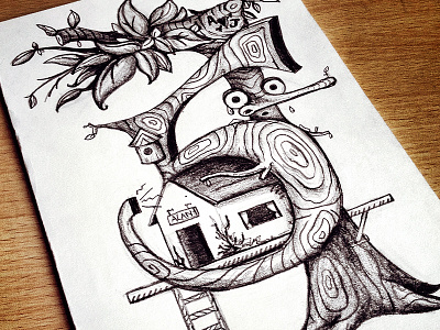 57 Treehouse 5 7 pencil sketch treehouse