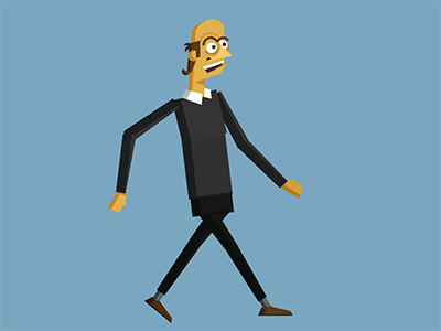 Walk loop GIF 2d animated animation bald blue character gif loop walk work