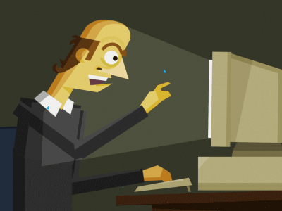 Job search (Animated GIF) animated animation bald computer frantic gif job keyboard man pc search sweating