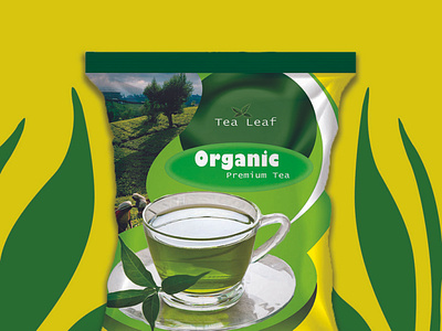 Green tea packet design & mockup,, by adobe illustrator.