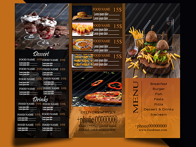 Food brochure design,, Food menu card design..