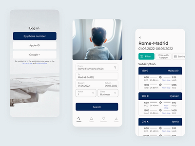 Mobile app for booking air tickets