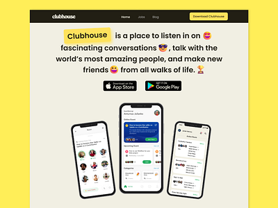 Concept website design for @clubhouse .