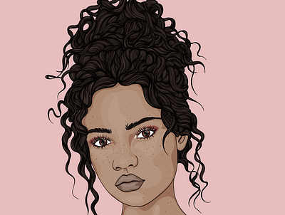 Curls beauty hair illustration portrait