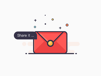 Dribbble Red envelope illustration red share