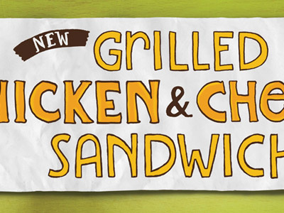 Grilled Chicken Cheddar Sandwich advertising billboard lettering