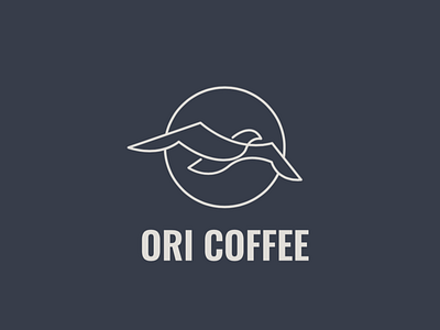 ori coffee logo black coffee design illustration line logo ori seagull 原创艺术