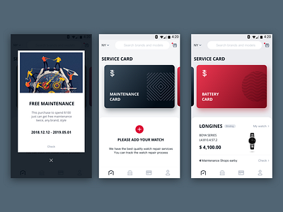 Watch repair app android android app app banner black cards contracted design red ui watch 原创艺术 插图