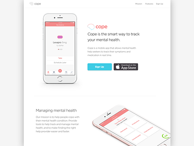 Cope, landing page