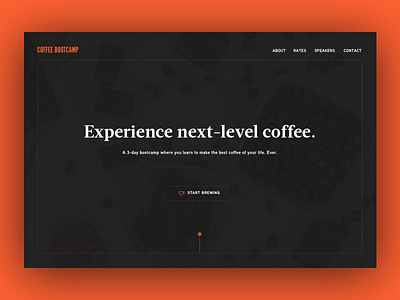 Daily UI 003 - Landing Page bootcamp brewing clean coffee contrast daily ui dark theme landing page minimalist modern simple