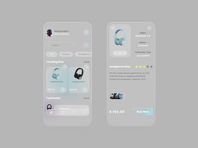 Headphones store Mobile App Design. 3d branding graphic design logo ui