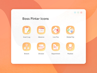 BOSS Pintar | Icons Set android app attendance attendance system boss pintar bosspintar business clean dashboard flat gradient icon iconset illustration illustrations material mobile mobile ui stats ui