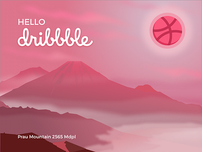 Hello Dribbble debut dribbble ilustration landscape mountain