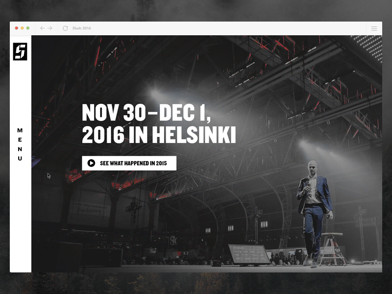 Menu transition for Slush.org animation burger burger menu desktop hover navigation slush transition ui design visual design website